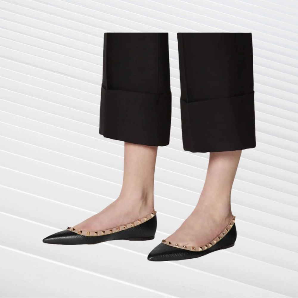 Valentino Garavani's ballerina Rockstud black ballet flats 37 - Picture 10 of 12